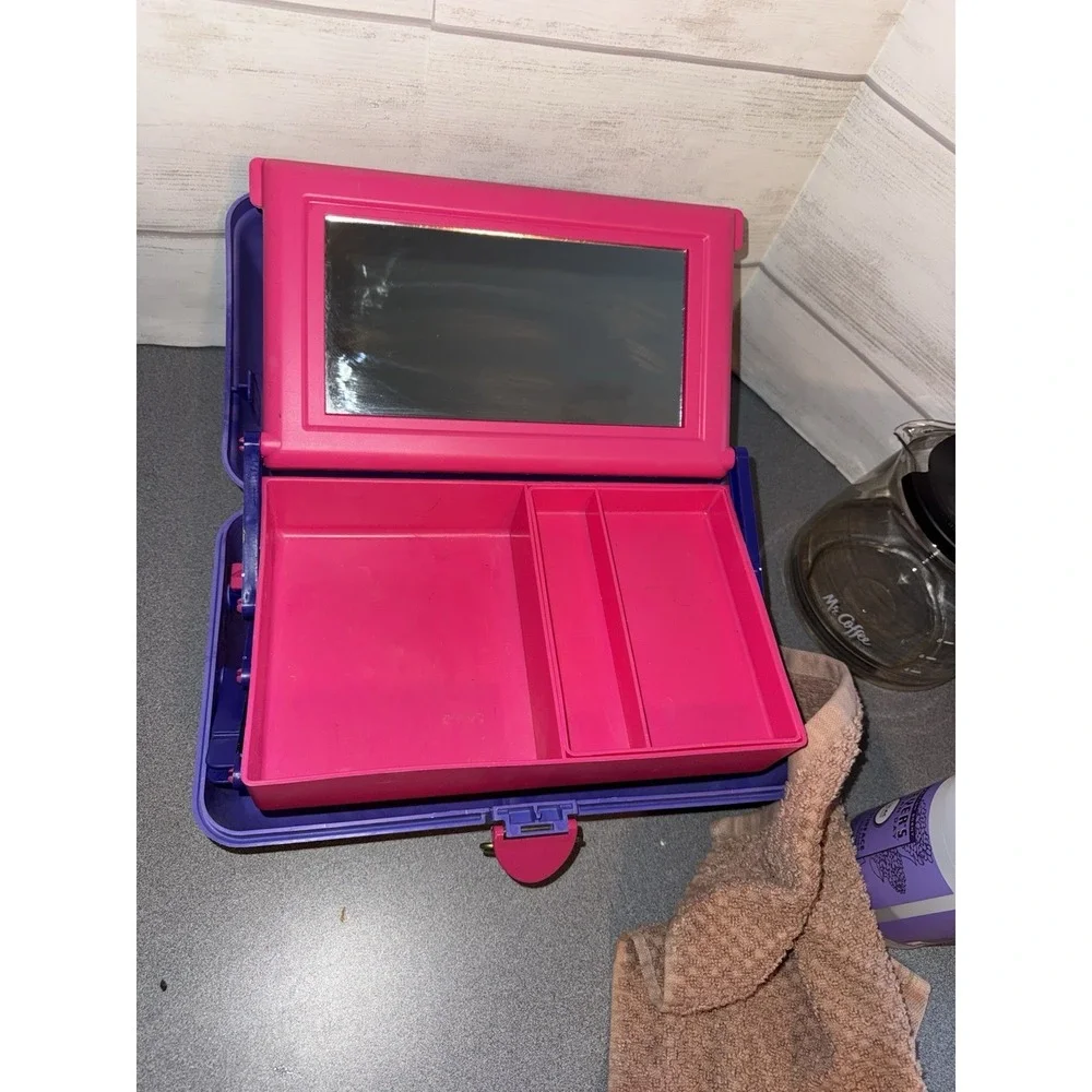 Vtg CABOODLES PURPLE COSMETIC MAKEUP CARRY CASE 3 TIER MIRROR‎ STORAGE 80's 90's
